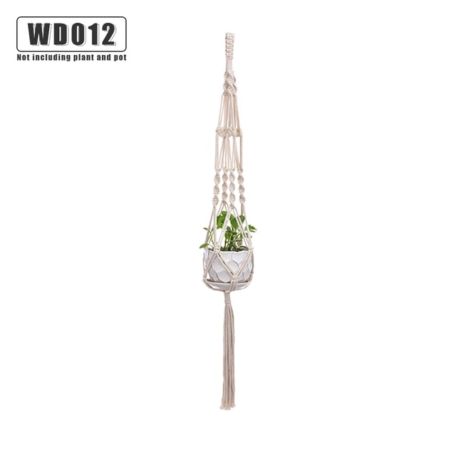 Billuyoard Cestas colgantes 100 hechas a mano, soporte para plantas, macramé, colgador de plantas, maceta para colgar en la pared interior, soporte para Jardín y Patio No.12 Billuyoard HA001777-12