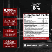 5% Nutrition Rich Piana AllDayYouMay BCAA Powder Supplement, Premium Intra & Post Workout Amino Acids, Hydration, Endurance, Muscle Recovery, Joint & Liver Support 16.9oz (Southern Sweet Tea)