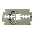 thumbnail image 2 of Razor Blade Belt Buckle Barber Shop Silver Metal Gothic Tattoo Halloween Costume, 2 of 2
