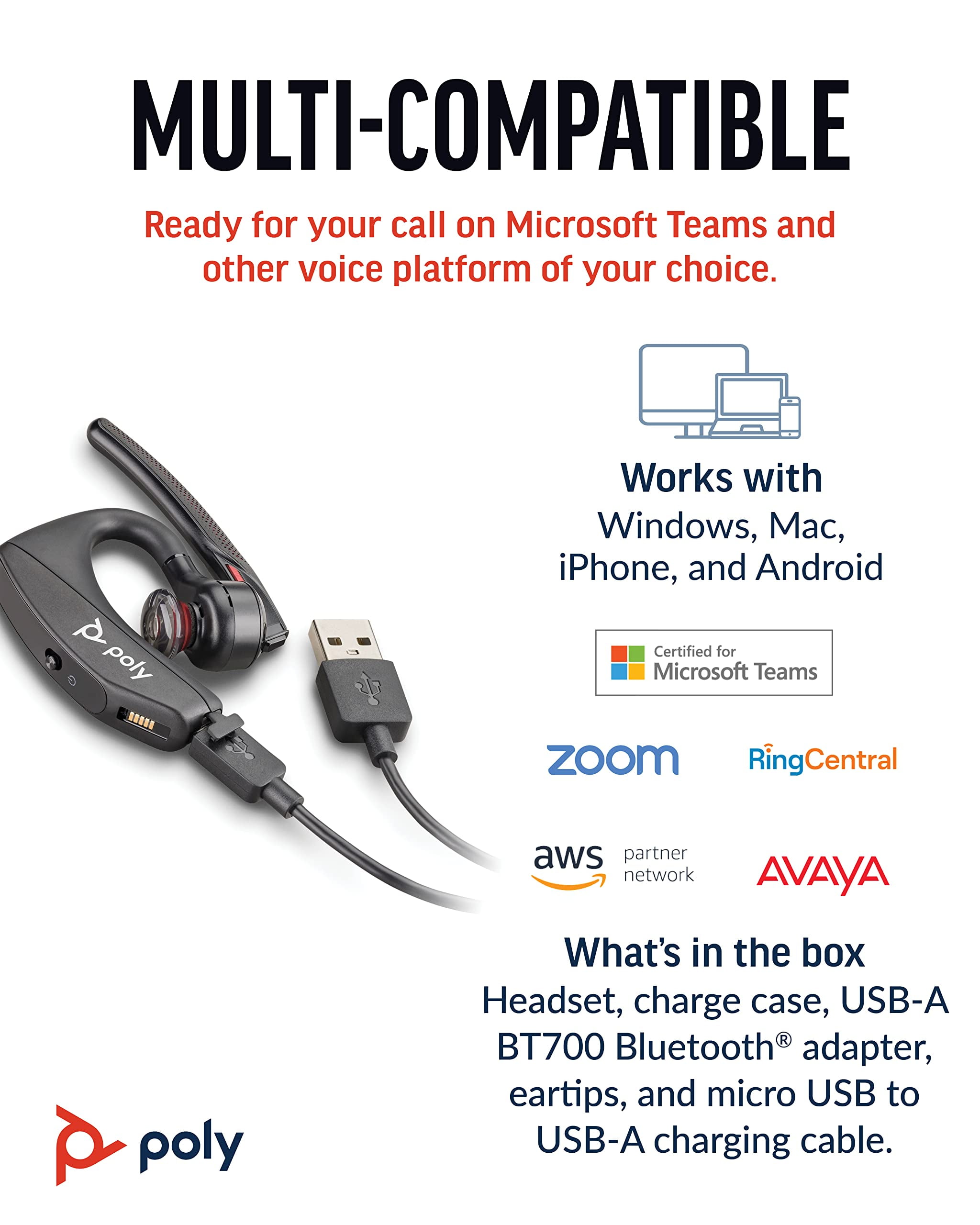Plantronics Voyager 5200-UC Advanced Wireless Earpiece Bluetooth
