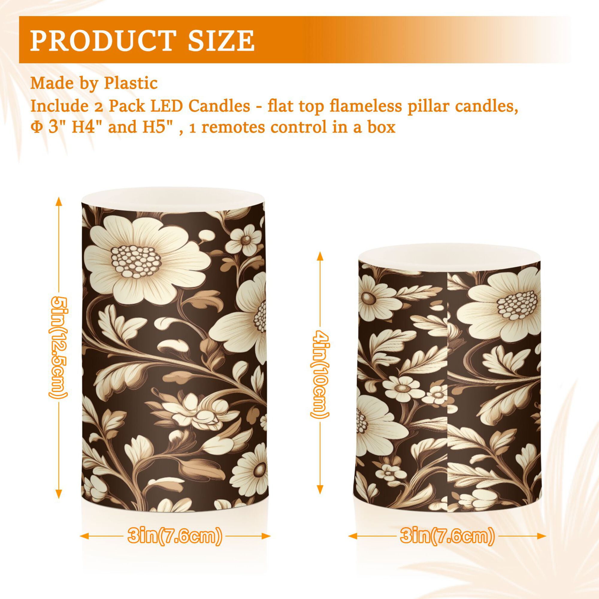 Yayeee Flameless Candles with Remote Flickering Battery Operated Multi Color Changing, Brown Floral