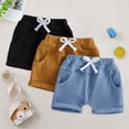 thumbnail image 2 of DXOUPM Boy Shorts 3 Pack Soft Cotton Summer Pants Casual Trouser with Pockets and Drawstring, 2 of 3