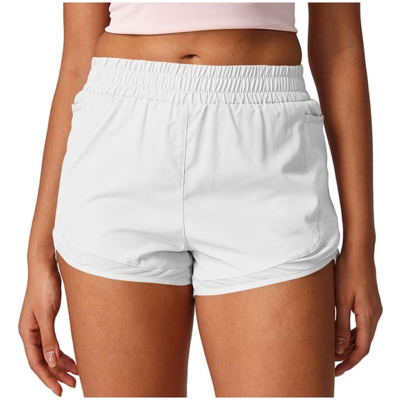 hoksml Women's Quick Dry Running Shorts, Elastic Waist Athletic Shorts with Mesh Side Pockets, Lightweight Workout Shorts for Gym Yoga