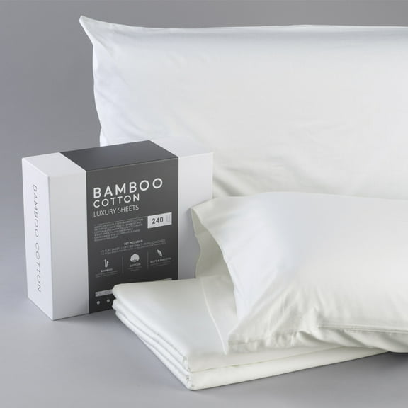 Bed Sheets Bamboo Cotton Sheets Soft and Smooth with Viscose from Bamboo Ivory King Split Head,Cotton Sheets