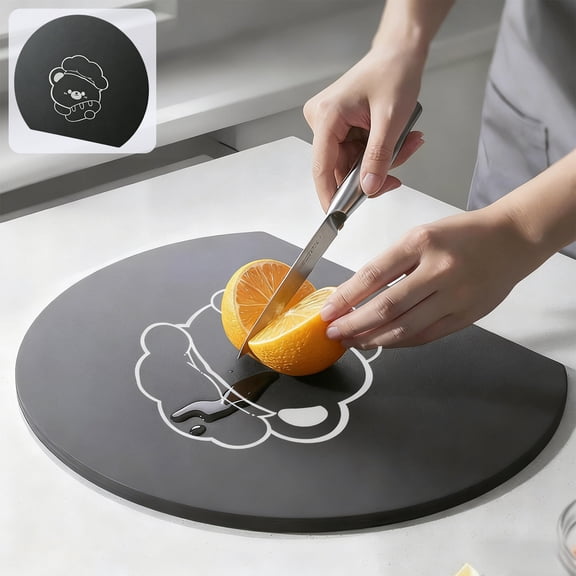 BUTOMKY TPU Silicone Flexible Cutting Board - Double-Sided Non-Slip BPA Free Cutting Mat, D Shape Knife Friendly Dishwasher Safe Thick Durable Chopping Board for Home Kitchen