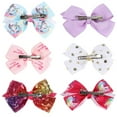 thumbnail image 3 of Hair Clips - 6 pieces/set jojo siwa rainbow printed knot ribbon bow for girls handmade boutique hair clip children hair accessories (2), 3 of 7