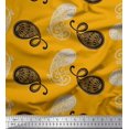 thumbnail image 1 of Soimoi Gold Rayon Crepe Fabric Black Sketch Paisley Printed Craft Fabric by the Yard 46 Inch Wide, 1 of 1