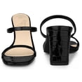 thumbnail image 2 of Dual Strap Embossed Chunky Heel Slide Sandals Black 9, 2 of 6