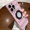thumbnail image 3 of Compatible with iPhone 14 Pro Max Bling Hollow Case Grid Patter Glitter Sparkling Sequins Electroplating Bumper Lens Protection Fashion Protection Shockproof Case for Women Girls Pink, 3 of 7