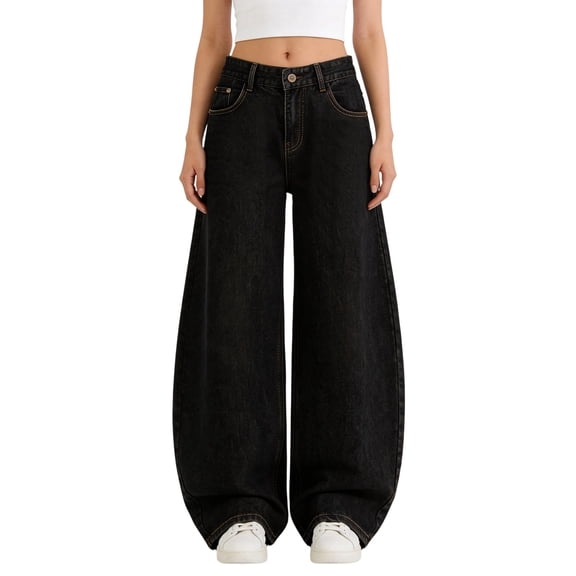 Womens Jeans Solid Color Stretch Denim Casual Pants Everyday Comfort Fit Soft Classic 5 Pocket Design Black L