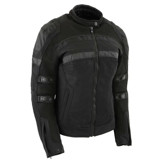 Milwaukee Leather MPL2775 Black Armored Textile Motorcycle Jacket for Women - All Season Jacket w/Removable Liner - Medium