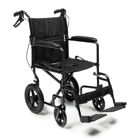 Graham-Field EJ870-1 Everest & Jennings Deluxe Transport Wheelchair, Steel Frame & Upgraded Wheels, Black, 19" Seat