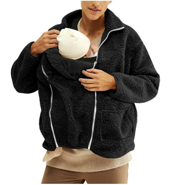 RXMEKW Mens Long Sleeve, Child-Sized Jacket with Zipper, Kangaroo Pocket, and Fleece Lining