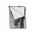 thumbnail image 2 of Palm Tree Soft Flannel Fleece Blanket, Los Angles Downtown Park View Tropical Nature California American Landmark, Cozy Plush for Indoor and Outdoor Use, 50" x 60", Dark Brown White, by Ambesonne, 2 of 6