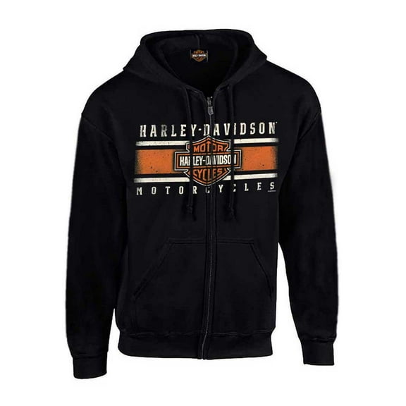 Harley-Davidson Men's Custom Iconic B&S Fleece Full-Zip Hoodie - Black (4XL), Harley Davidson