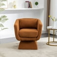 thumbnail image 2 of Modern 360 Degree Swivel Accent Chair, Comfy Boucle Upholstered Armchair with Pillow, Single Sofa Chair for Living Room, Bedroom, Office, Waiting Room, Caramel, 2 of 8