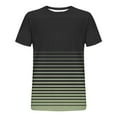 thumbnail image 3 of FRSASU Men's Short Sleeve Gradient Tee Shirt Stylish Contrast Color Crewneck Causal Striped Summer T-Shirts Green, 3 of 5