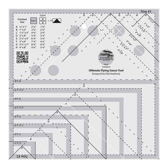 Creative Grids Ultimate Flying Geese Tool Quilt Ruler â?? CGRDH4 â?? Made in USA, 8-1/2in x 8-1/2in, Non-Slip Grip Acrylic Quilting, Sewing, Crafti