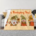 thumbnail image 1 of Balery Gnomes Happy Thanksgiving Manta de Franela con Dibujo, Lujo Ultra Suave y Cálido, Antipelusa y Resistente a las Arrugas para Cama, Sofá, Camping -80"x60", 1 of 6