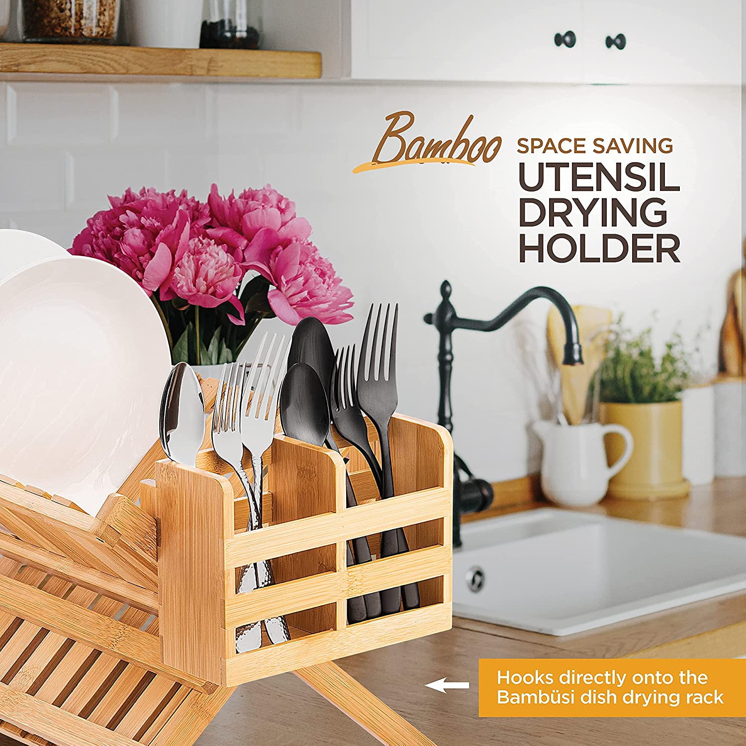 Bambusi Bamboo Utensil Holder for Dish Rack