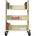 thumbnail image 4 of Hirsh Rolling Library or Home Office Single-Sided Sloped Shelves Book Cart with Lockable Wheels in Putty, 4 of 7