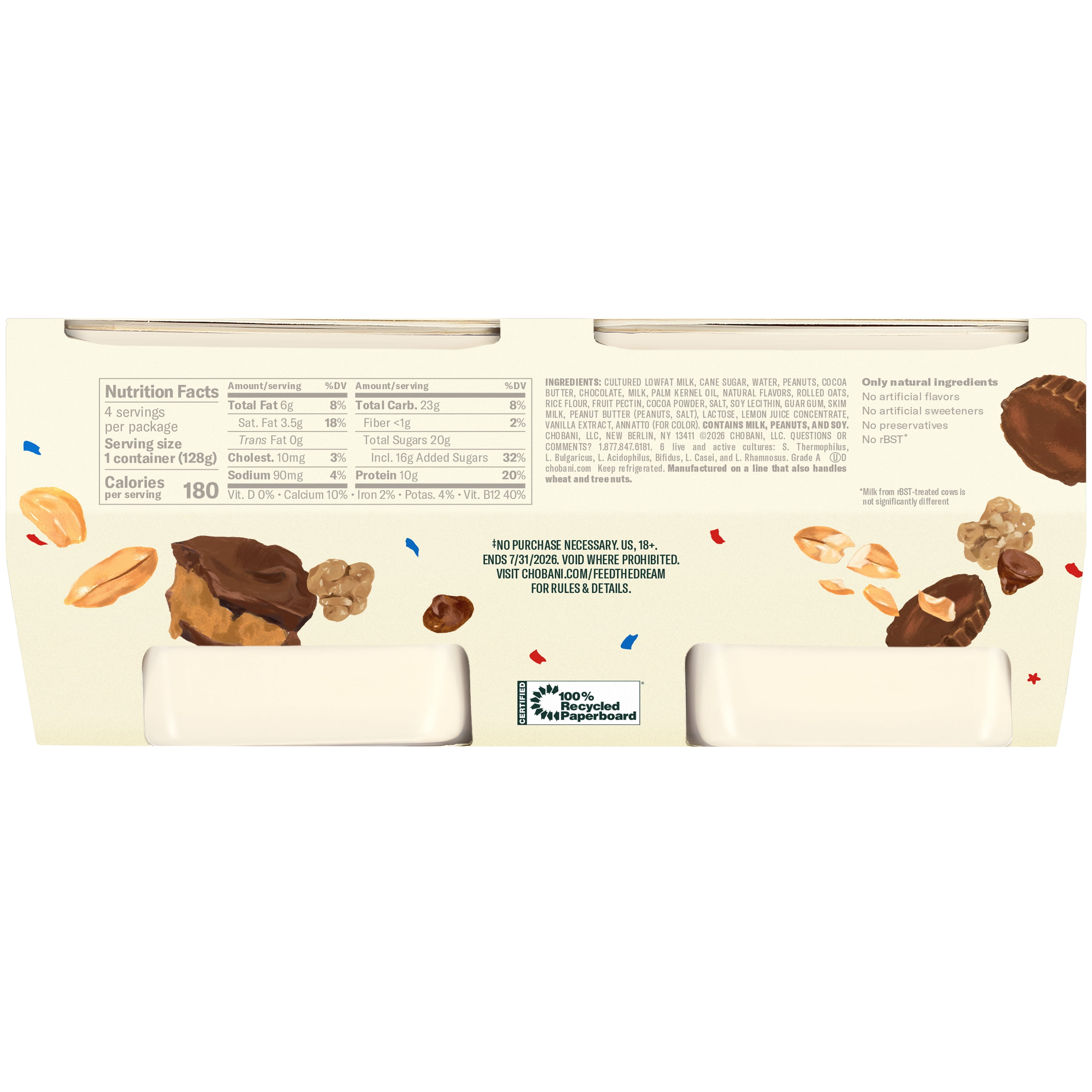 Chobani Flip Low-Fat Greek Yogurt Peanut Butter Cup 4.5 oz 4 Pack