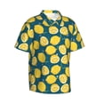 thumbnail image 3 of Xecao Lemon print Hawaiian shirt - a stylish short-sleeve button-down for men, perfect for casual beach and tropical outings., 3 of 9