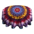 thumbnail image 4 of Colorful Tie Dye Mandala Pattern Round Tablecloth 60"x60",Wrinkle Wipeable Table Cloth for Kitchen Dining Room Picnic Patio Party, 4 of 6