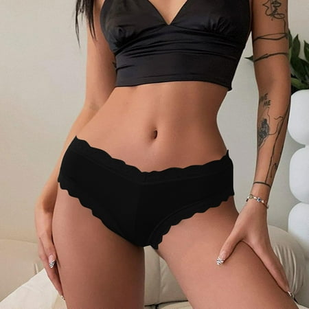 

WZHKSN Women S Lace Panties Black Hipsters Briefs 1-Pack