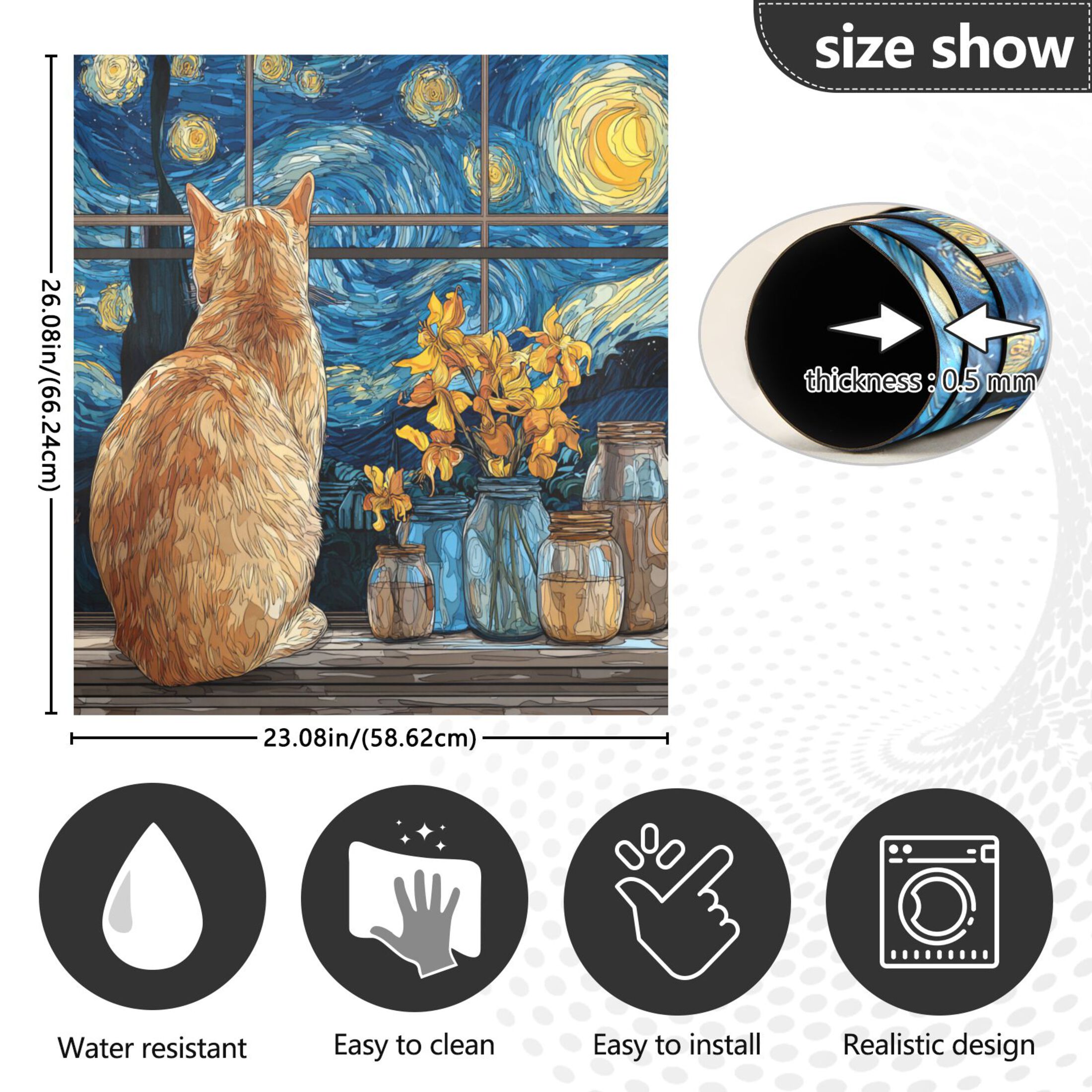Dishwasher Magnetic Refrigerator Magnet Cover Sticker Home Decorative 23"x26" Orange Cat in The Window