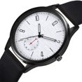 thumbnail image 1 of Reloj de pulsera de cuarzo para hombre, informal, de moda, con correa de PU (negro), 1 of 5