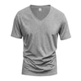 thumbnail image 2 of IAJDKMEK Men's V-Neck Short Sleeve Lightweight T-Shirt — Soft Stretch Top with Breathable Fabric, a Stylish Casual Shirt for Men, Perfect as a Summer Shirt,Light Gray M, 2 of 4
