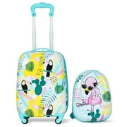 Topbuy 2PC Kid Luggage Set 12" Backpack & 16" Rolling Trolley Suitcase ABS for Travel