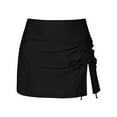 thumbnail image 4 of Shwomsmer Women's Swim Shorts High Waisted Pleated Slit Drawstring Swim Skirt Shorts Exposure Double Layer Triangle Yoga Bottoms For Women Swimsuits with Shorts for Women, 4 of 4