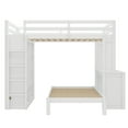 thumbnail image 6 of Newest Queen over Twin Bunk Bed with Dismountable Lower Bed & Desk - Solid Wood Frame, Built-in Wardrobe & Shelves, Convertible to Loft Bed, White, 6 of 9