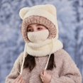 thumbnail image 6 of XIMIN Bear Ear Baby Girls Boys Winter Hat Toddler Knitted Ear Flaps Cute Stuffed Hood Scarf Beanies with Fleece Lining Fluffy Ski Snow Hat, 6 of 6
