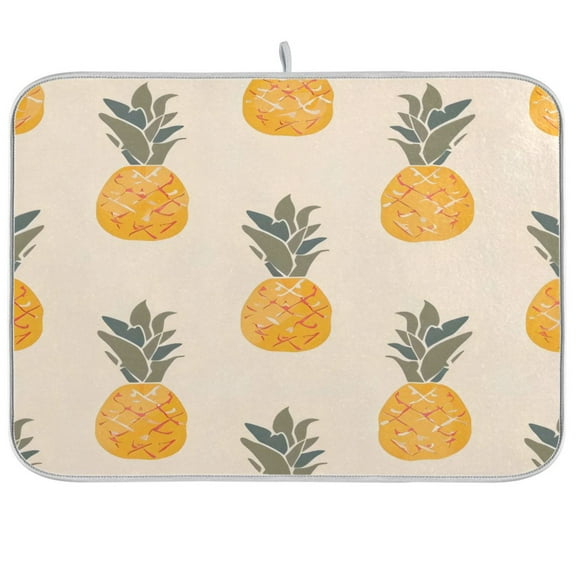 Kitchen Drying Mat 16x18In Drying Dish Mat Dish Drying Mats Kitchen Countertop Multi-Function Drain Drying Mat Kitchen Table Yellow Pineapple