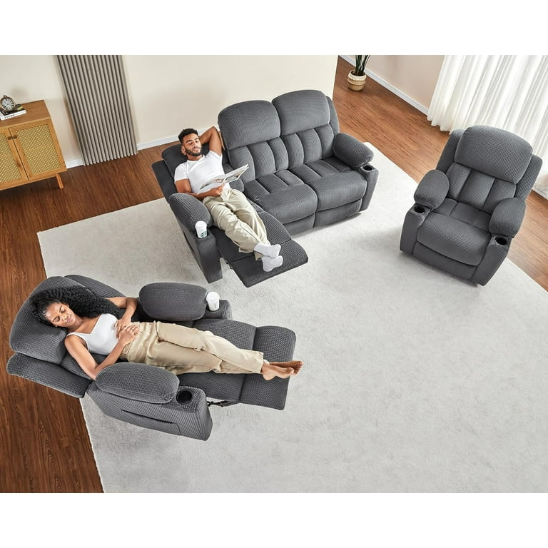 VANACC Recliner Couch, Seat Sofa with Cup Holders for Living