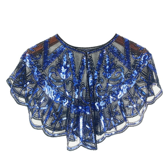1920s Vintage Sequined Evening Cape – Elegant Bridal Shrug, Sparkly V-Neck Party Scarf, Flapper Accessory for Weddings & Special Events