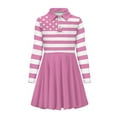 thumbnail image 4 of DISNIMO American Flag Dress Girls Long Sleeve Pink Dresses Youth Mini Dress for Girls 7-8 Dresses with Collars for Girls Dresses with Buttons 4Th of July Dress Kids Swing Dress for Children Soft, 4 of 7