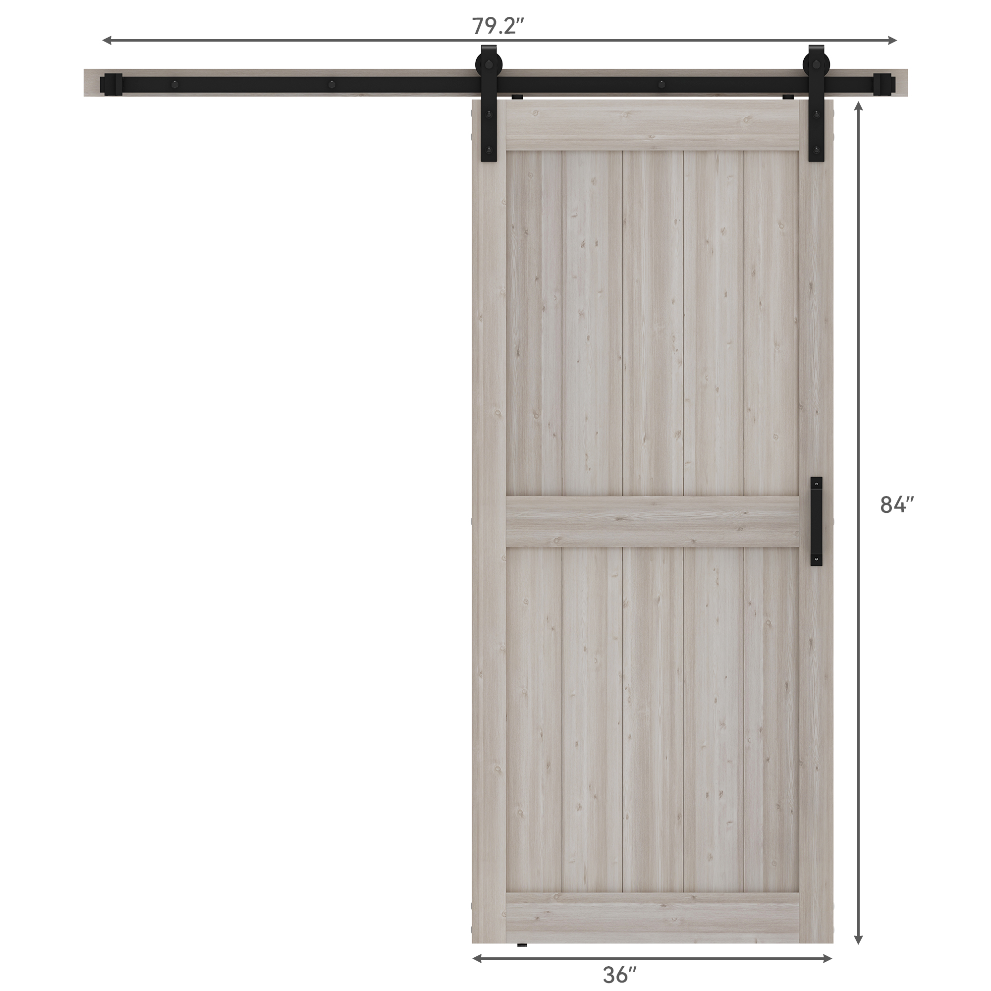 Dextrus 36 in x 84 in Solid Wood Barn Doors Painted with Installation ...