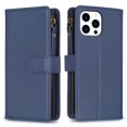 thumbnail image 4 of SaniMore for iPhone 14 Pro 6.1" 2022 Business Case, Full Body Protective PU Leather with Zipper Purse + Card Holder Flip Kickstand Lanyard [Shockproof TPU Shell] Vintage for Men Women, Blue, 4 of 9