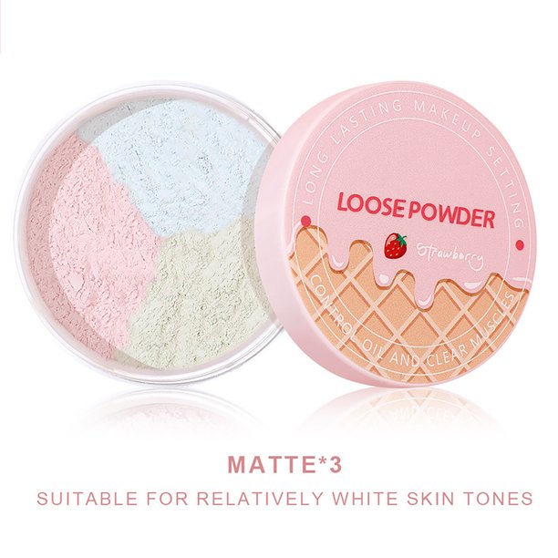 Hot6sl Ofertas de La Semana Polvos Sueltos de 3 Colores, Polvos Sueltos Fijadores de Aceite, Polvos Mate, Polvos Iluminadores Perlados y Polvos para Contornear, 10 G