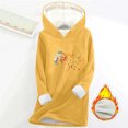 thumbnail image 2 of Sexlip Women's Hoodies, Sherpa-Lined Pullover Sweatshirt Thermal Warm Daily Wear Cozy Hearts Print Tunic Tops with Pockets Yellow L, 2 of 3