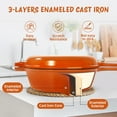 thumbnail image 5 of Hawsaiy Enameled Cast Iron Skillets, 2-in-1 Cast Iron Dutch Oven Pot with Lid Set, 3QT Dutch Oven + 1.5QT Skillet for Frying, Baking, Stewing, Grilling,Orange, 5 of 11