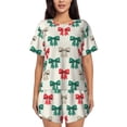 thumbnail image 1 of Fotbe Retro bows Conjunto de Pijama Estampado para Mujer, 2 Piezas, Ropa de Dormir con Camiseta de Manga Corta y Shorts Suaves-Medium, 1 of 6