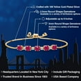 thumbnail image 2 of Gem Stone King 18K Yellow Gold Plated Silver Bracelet for Women Round Ruby Moissanite (3.01 Cttw), 2 of 5