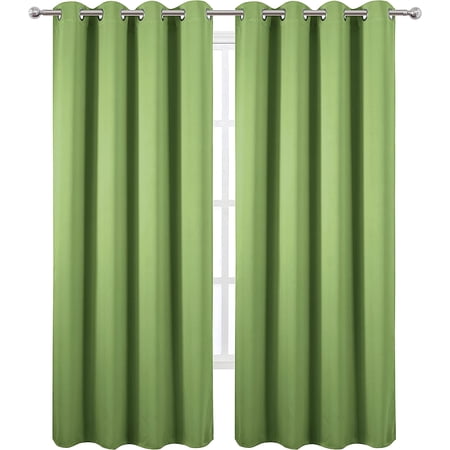 Amay Grommet Blackout Curtain Panel Fresh Green 100 Inch Wide by 96 Inch Long -1Panel