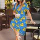 thumbnail image 3 of Balery Cute Yellow Rubber Ducks Vestidos sueltos de manga corta para mujer, vestidos de verano 2025, vestidos casuales de corte A con vuelo., 3 of 6
