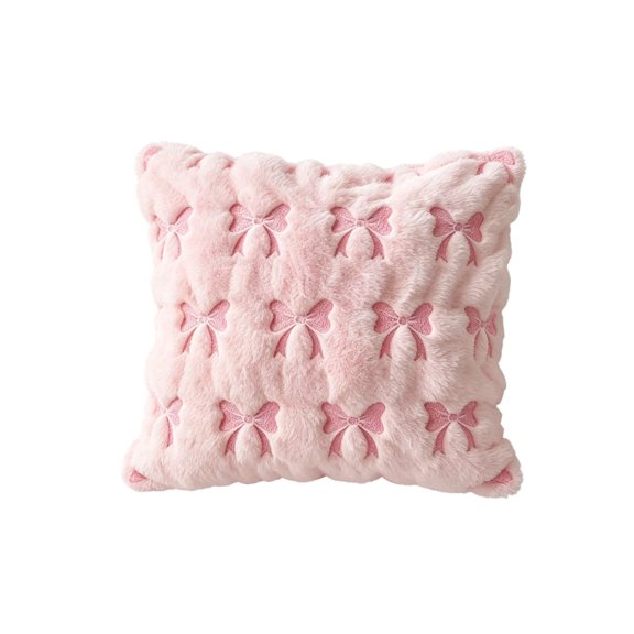 Dpityserensio Fall Decor Bow Embossed Faux Pillow Cover Cute Girly Throw Pillowcase For Bedroom Sofa Decor